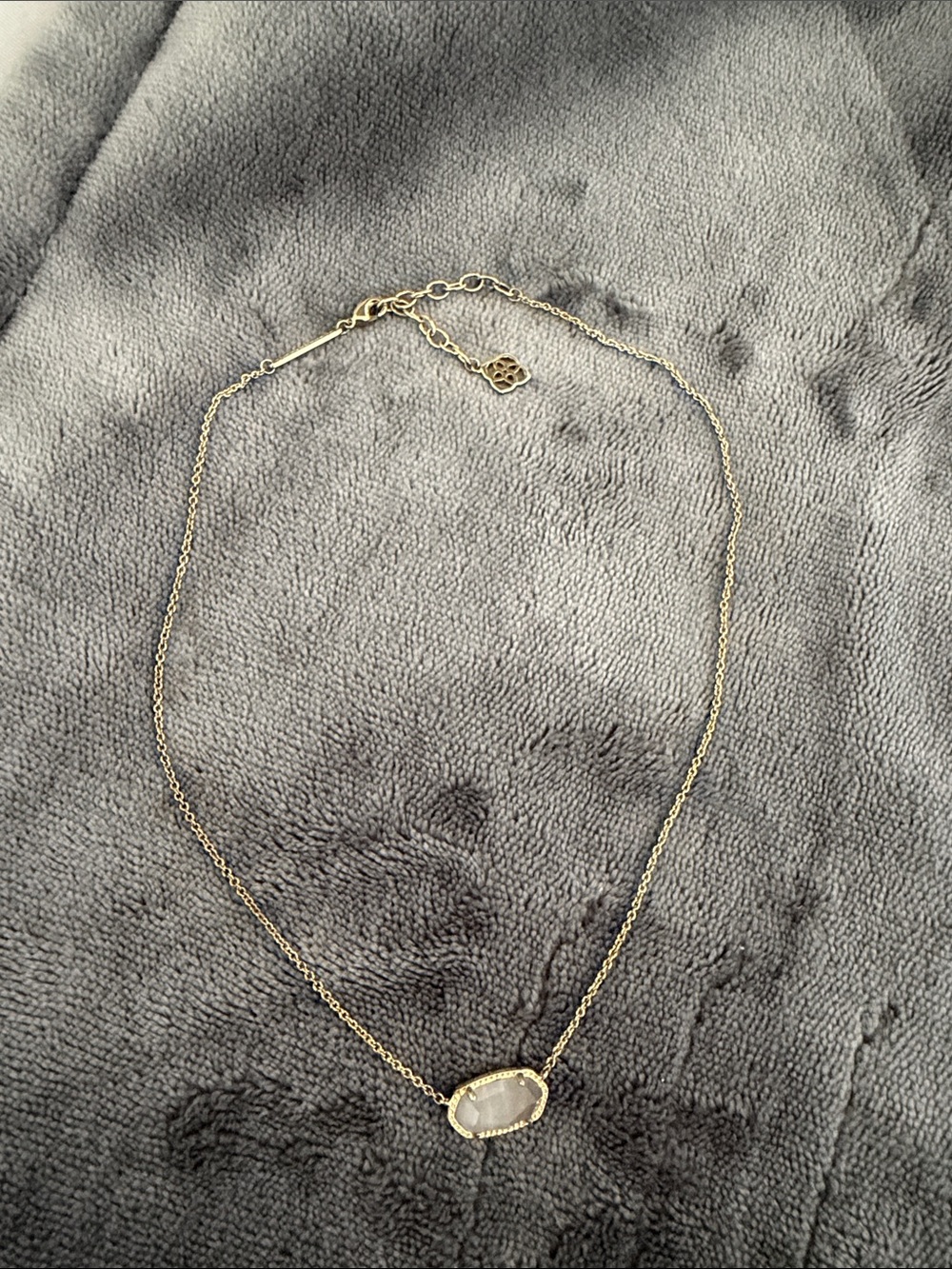Kendra Scott Gold Necklace with Grey Stone Pendant